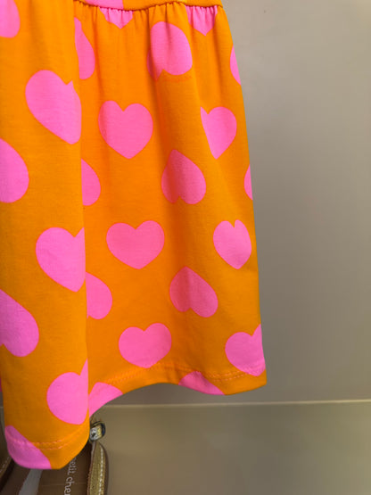 Vestido Infantil Laranja Floral com Saia em Camadas - Momi