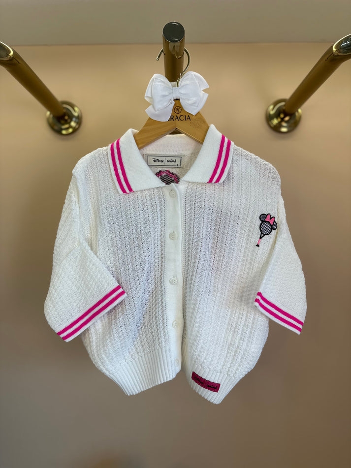 Conjunto Infantil Blusa Tricot Minnie Tennista e Calça Jeans Mini-Joia Morango - Animê