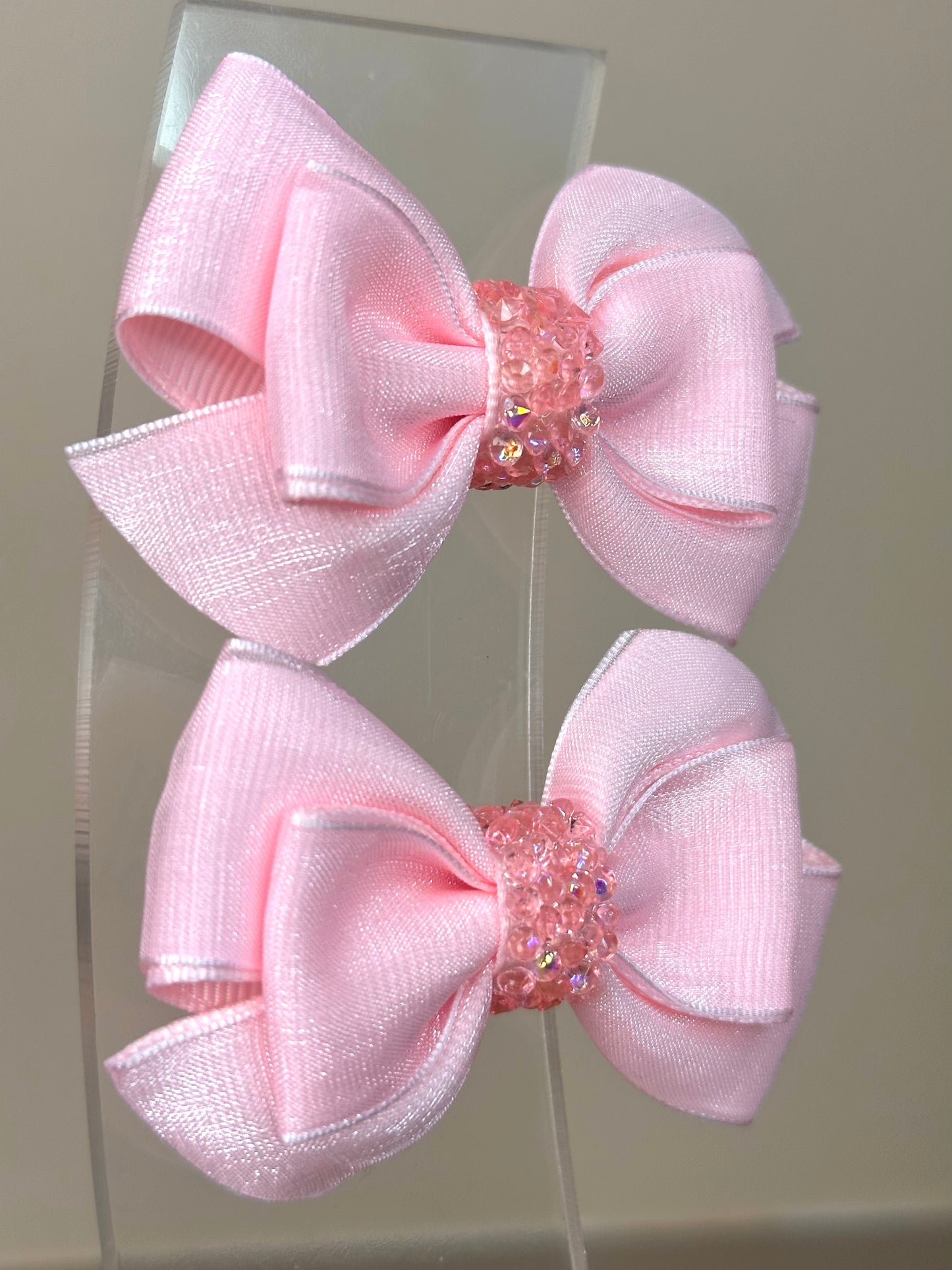 Laço Special Shine Organza Rosa Claro Parzinho P - Gracia