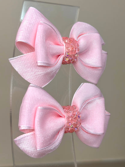 Laço Special Shine Organza Rosa Claro Parzinho P - Gracia