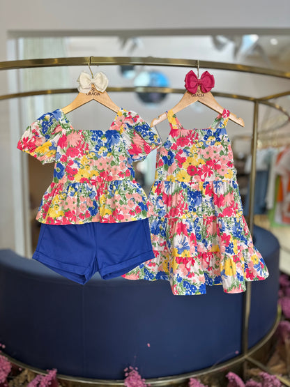 Vestido Infantil Tricoline Floral Rodado - Beabá