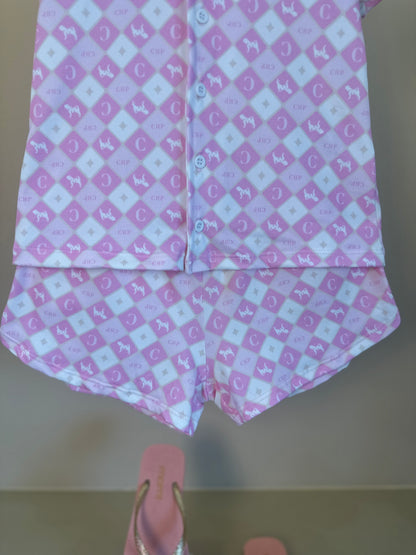 Pijama Infantil Camisa e Shorts Suede Rosa - Charpey