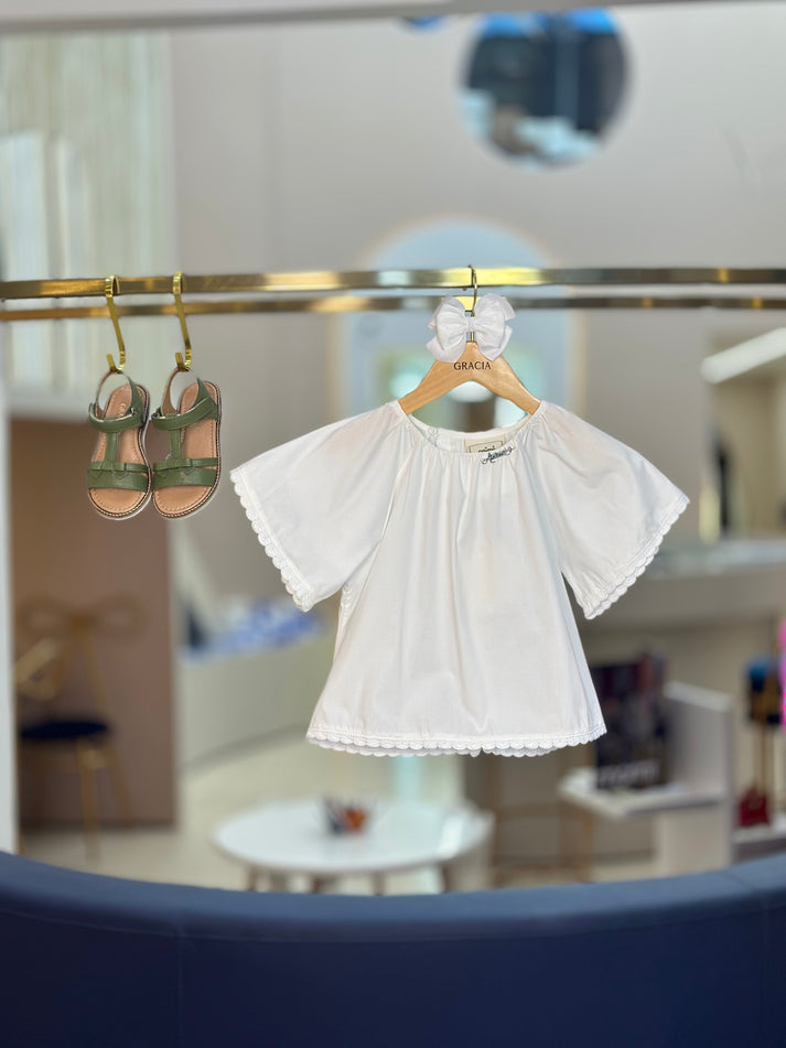 Blusa Infantil Mangas Amplas e Recorte Costas - Animê