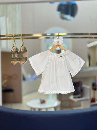 Blusa Infantil Mangas Amplas e Recorte Costas - Animê