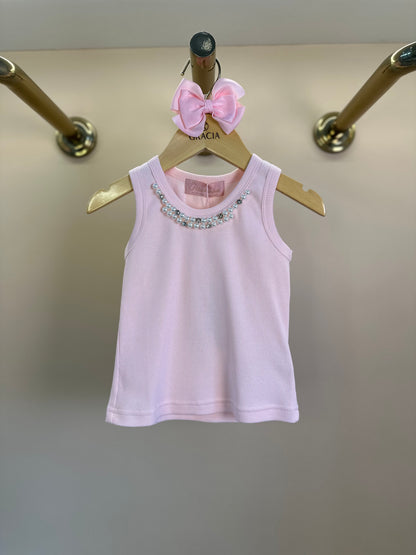 Regata Infantil Pérolas & Cristais Rosa Gelado - Pituchinhus