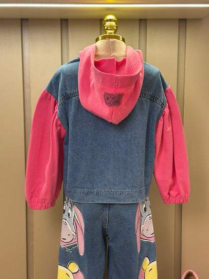 Jaqueta  Infantil Jeans com Moletom Pooh - Animê Petite