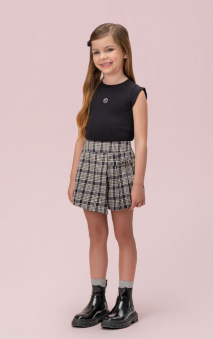 Conjunto Infantil Alfaiataria Blusa e Saia-Shorts - Petit Cherie