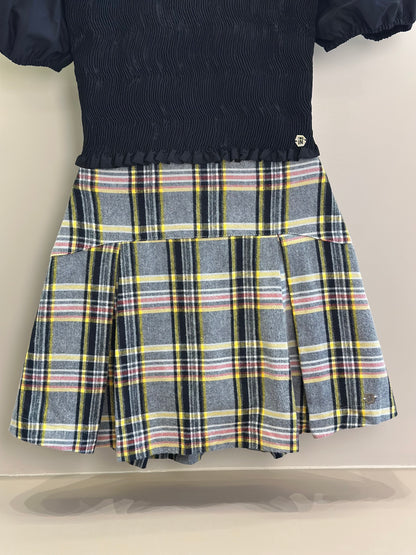 Conjunto Teen Blusa Lastex e Saia Pregas Xadrez - Two In