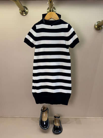 Vestido Infantil Tricot Listrado Cachorrinho Cristais - Pituchinhus