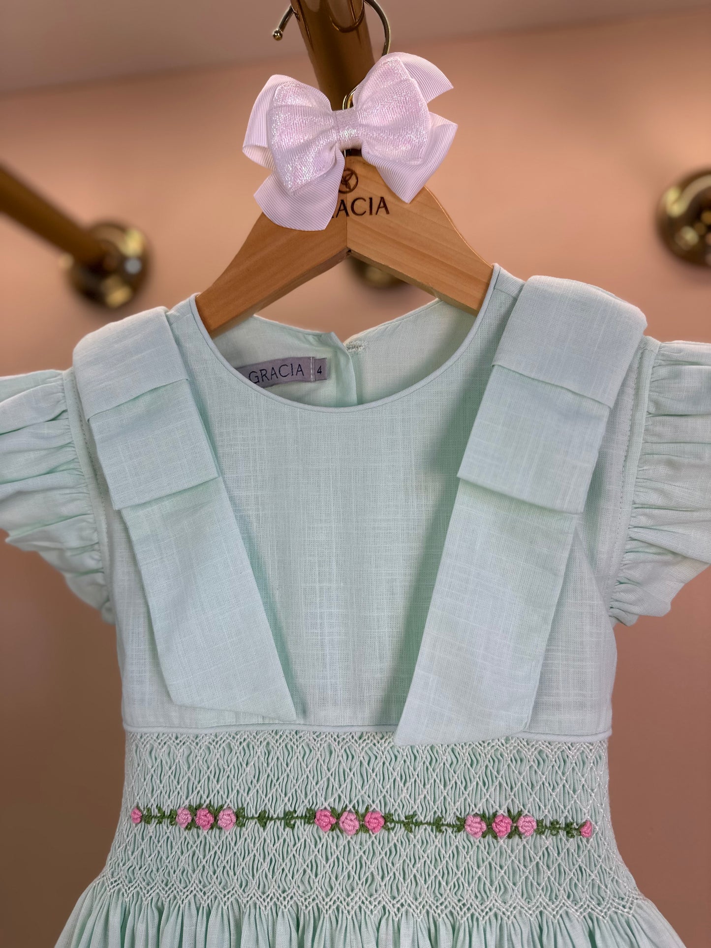 Vestido Infantil Clássico Algodão Olívia Verde - Gracia