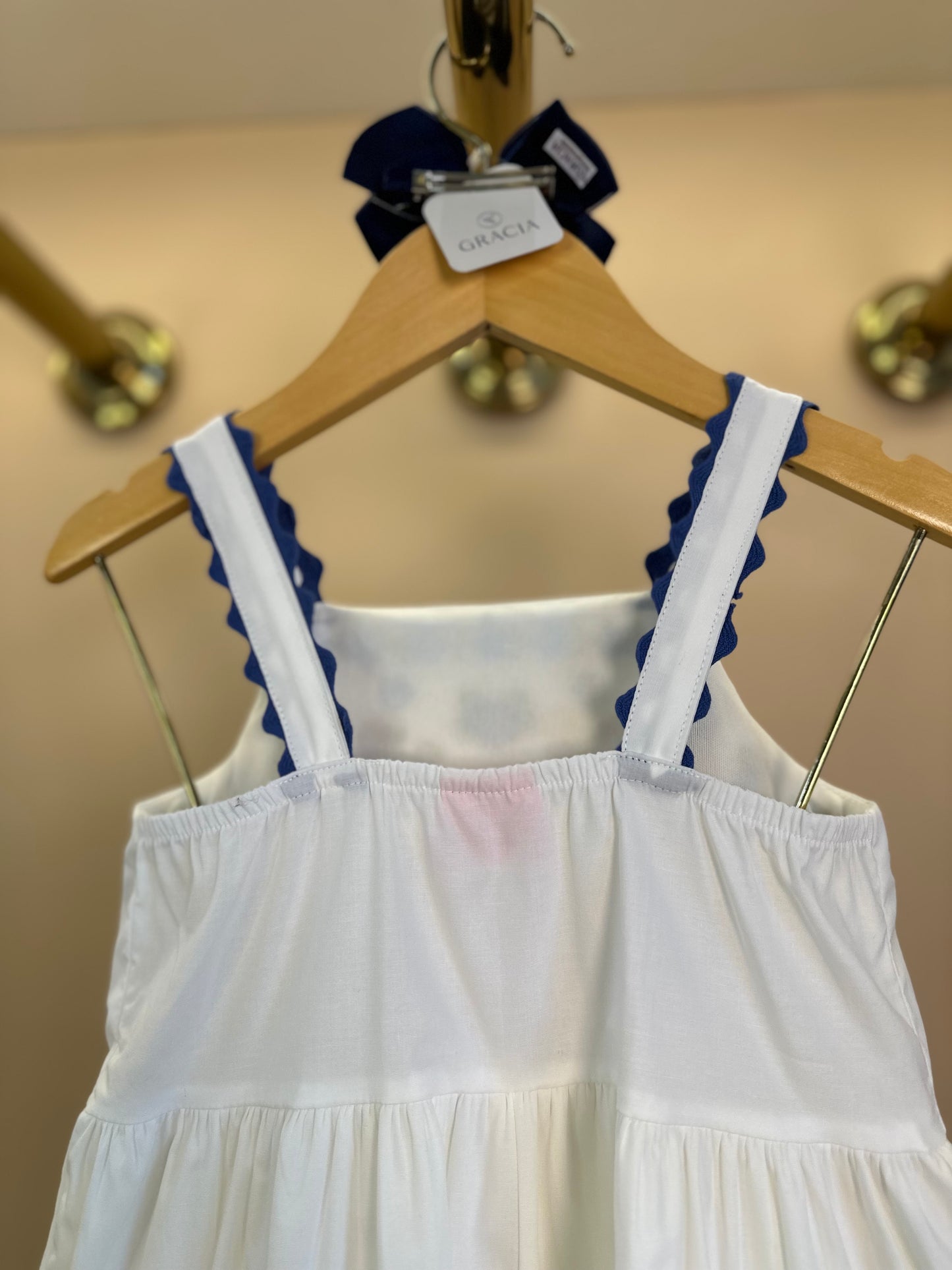 Vestido Infantil Bordado Flores Azuis - Momi