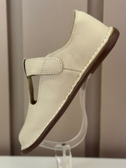 Sapato Infantil Couro Colegial Creme - Petit Cheval