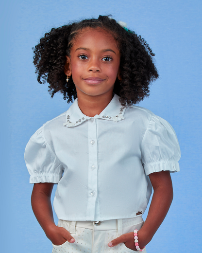 Camisa Infantil Algodão Golda Bordada - Gabriela Aquarela