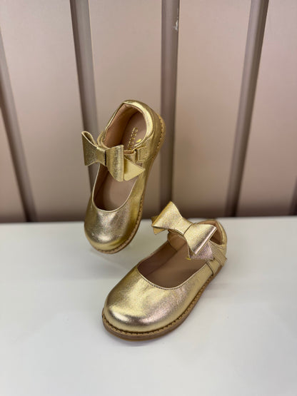 Sapatilha Infantil Mariah Retrô Laço Removível Dourado - Gracia