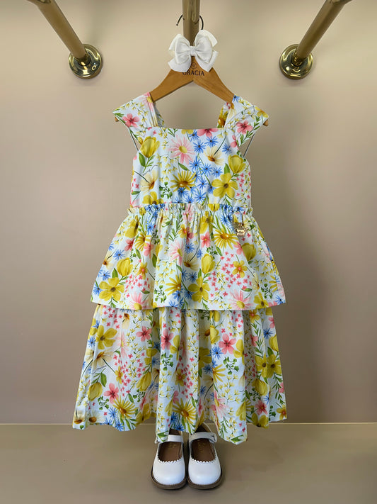 Vestido Infantil Tricoline Estampa Floral - Animê