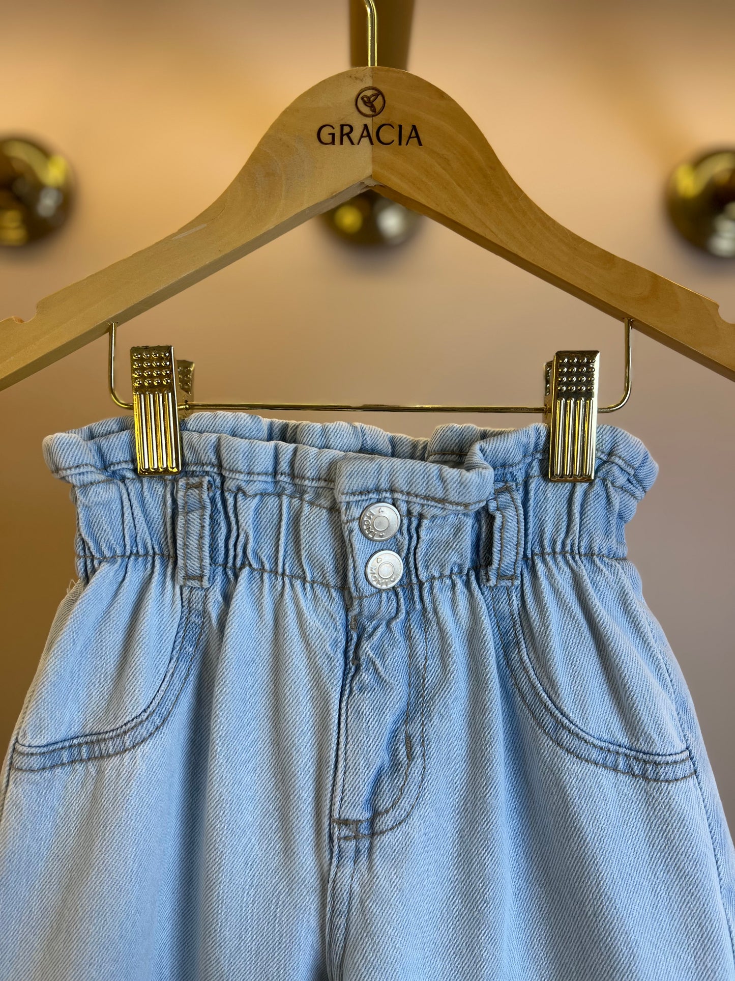 Conjunto Infantil Blusa Bordado Inglês e Calça Jeans Cós Clochard - Momi