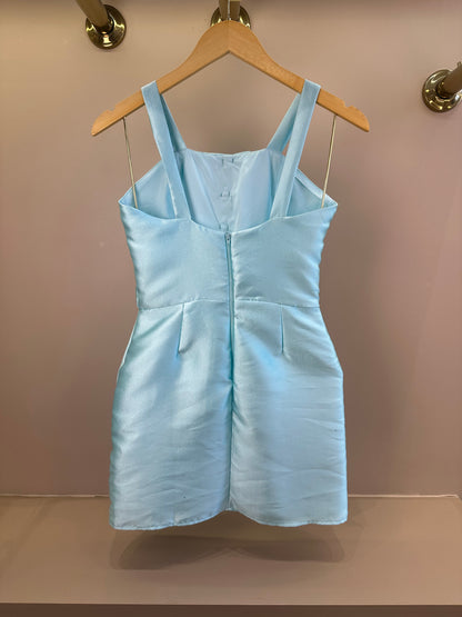Vestido Teen Acetinado Com Laços Frontais - Vanilla Cream