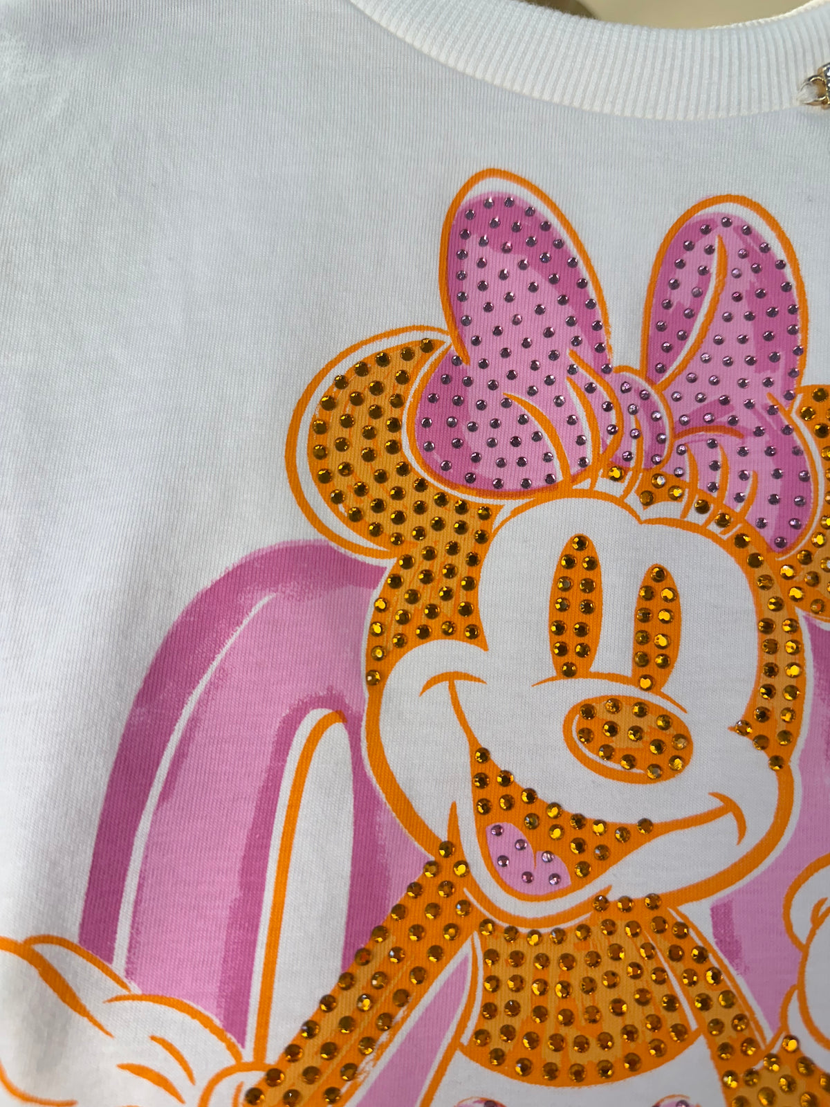 Conjunto Infantil Blusa Minnie Love e Shorts Saia Laranja Com Sobreposição - Animê