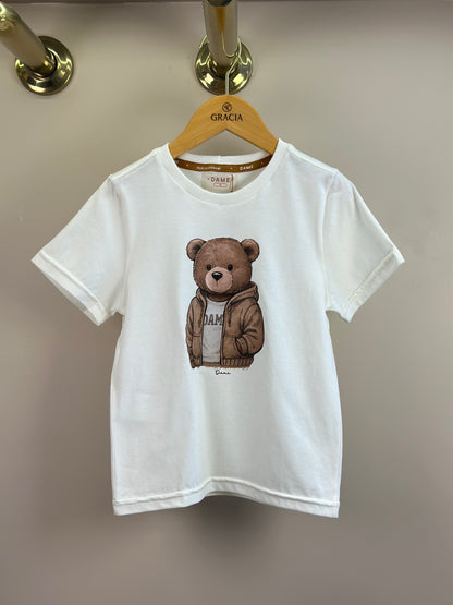 Camiseta Infantil Algodão Teddy Jaqueta Off White - Dame