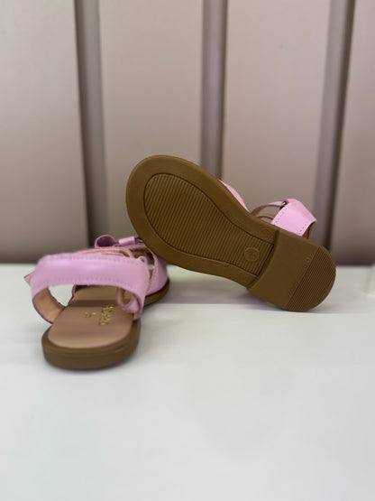 Sandália Infantil Manu Laço Velcro Rosa Perolado - Gracia