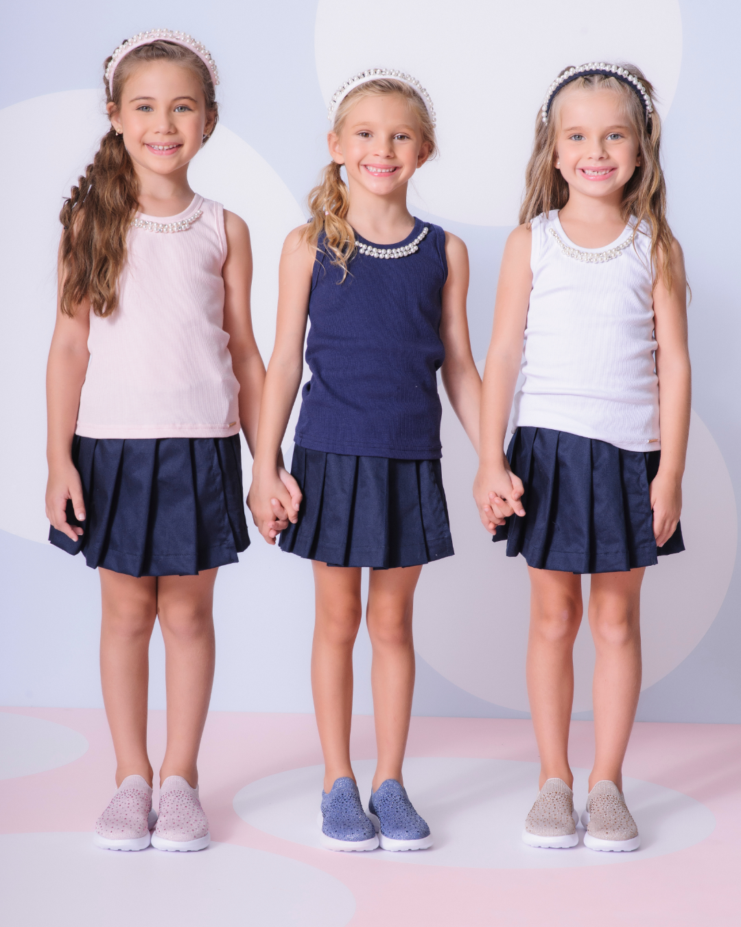 Regata Infantil Pérolas & Cristais Rosa Gelado - Pituchinhus