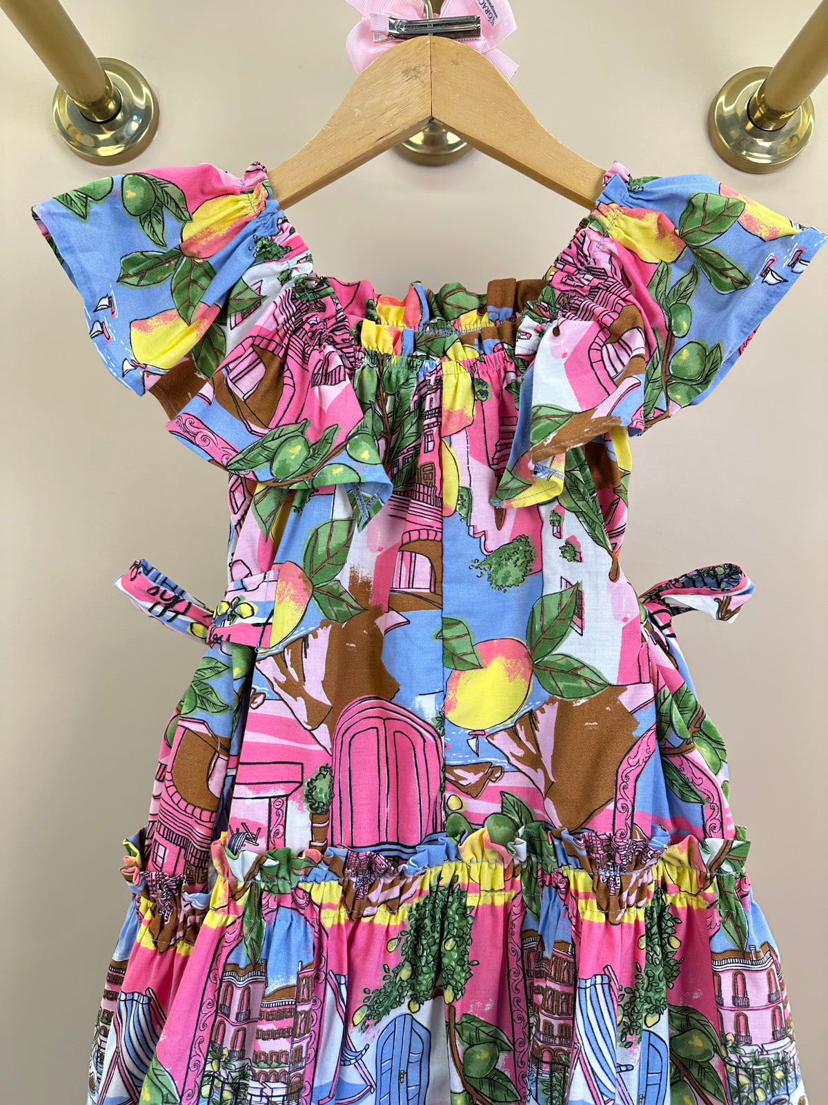 Vestido Infantil Estampa Limões Laços Laterais - Animê