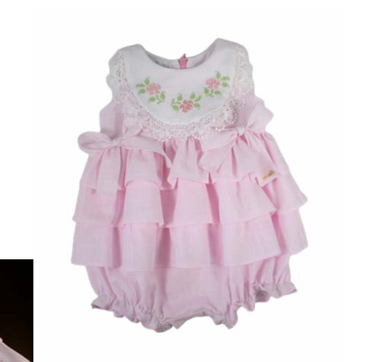 Pimpão Bebê Luxo Renda Gola Busto Bordado Babados Rosa - Roana