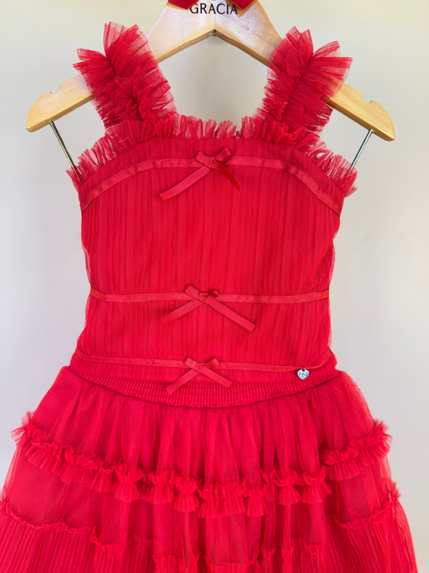 Conjunto Infantil Blusa Lacinhos e Saia-short Tule Babado