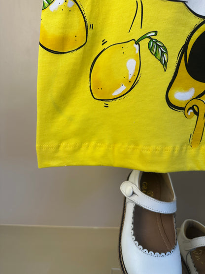 Vestido Infantil Disney Amarelo Mickey e Minnie Limões - Animê