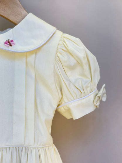 Vestido Infantil Algodão Bordado Borboleta Amarelo - Gracia