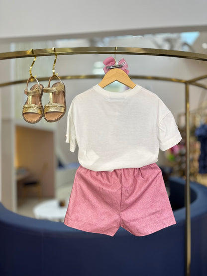 Shorts Infantil Metalizado Clássico Rose - Animê