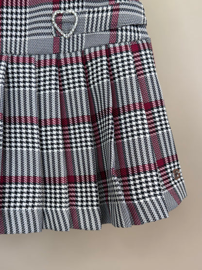 Saia-shorts Teen Pregas Alfaiataria Xadrez Coração Strass - Two In