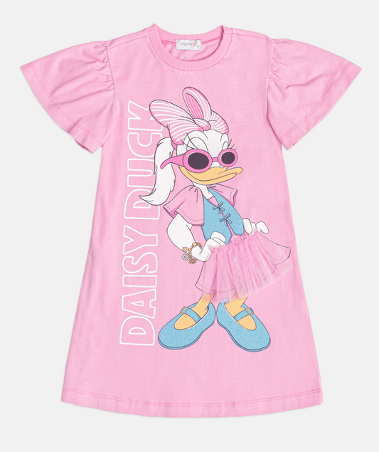 Vestido Infantil Estampa Daisy Duck Saia de Tule  - Momi