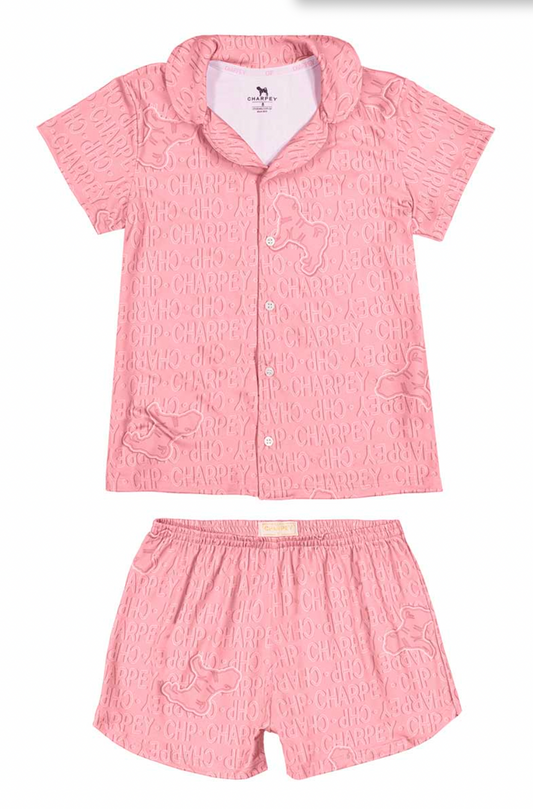 Pijama Infantil Camisa e Shorts Rosa - Charpey PRÉ-VENDA
