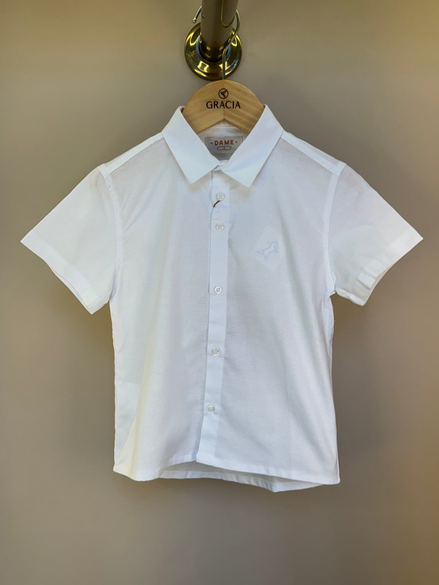 Camisa Infantil MC Oxfordine Branco - Dame