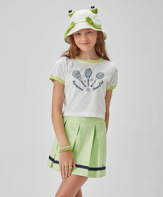 Conjunto Teen Teninsta Blusa e Saia-shorts Sarja Acetinada Verde - Two In PRÉ-VENDA