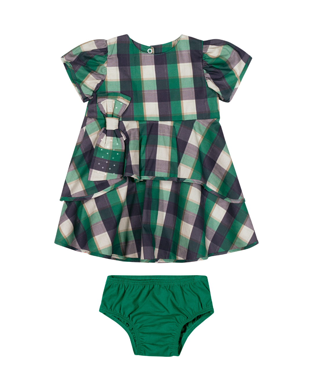 Conjunto Bebê Vestido Xadrez Verde - Charpey