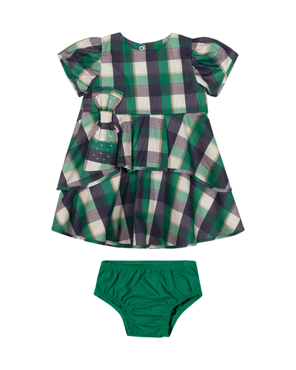Conjunto Bebê Vestido Xadrez Verde - Charpey