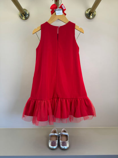 Vestido Infantil Laço Lateral Barra Em Tule Vermelho - Mon Sucre