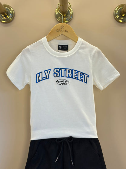 Conjunto Infantil Camiseta Pérola NY Street e Bermuda - Youccie