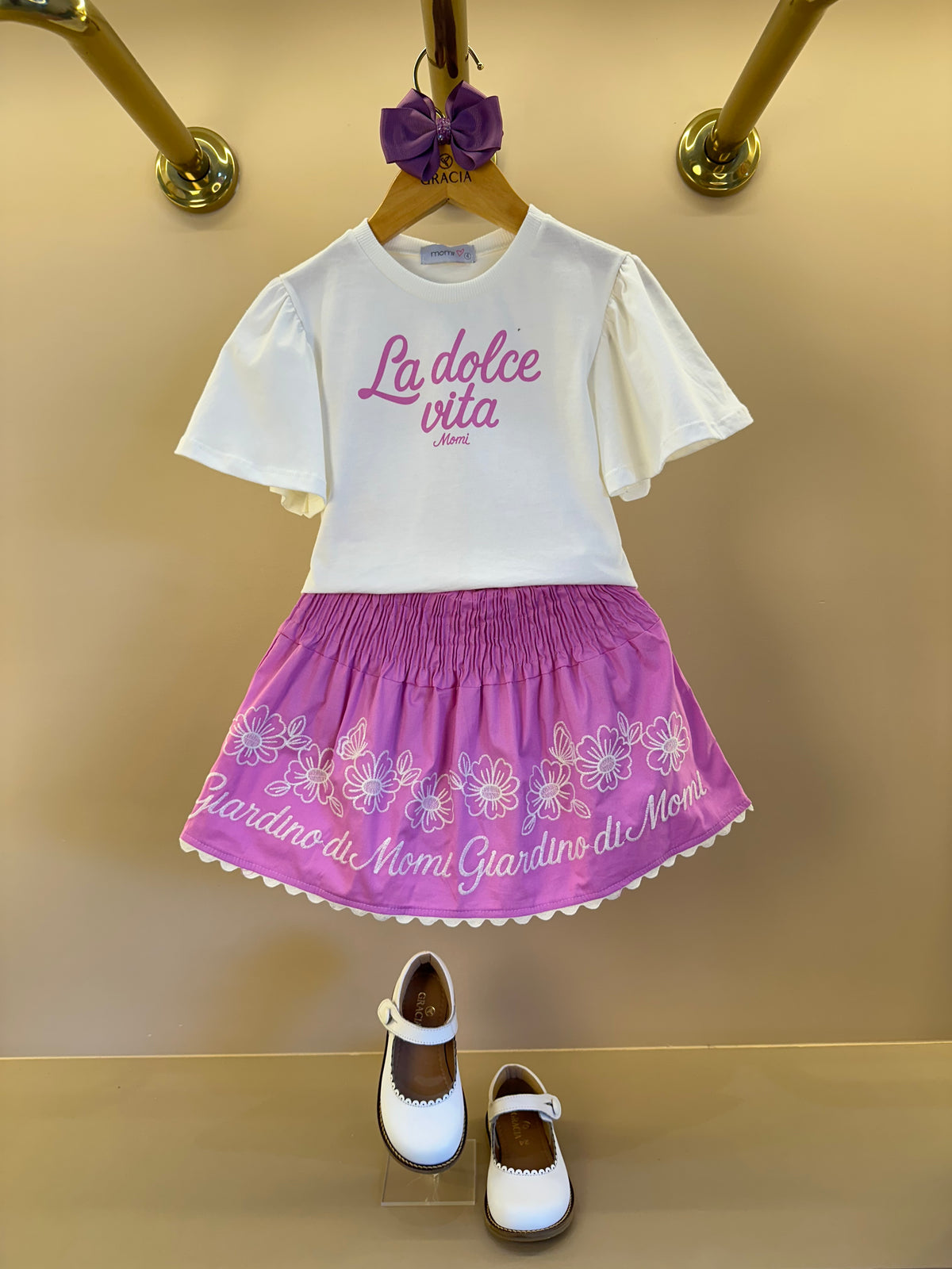 Conjunto Infantil La Dolce Vita e Saia Cós de Elástico Franzido - Momi