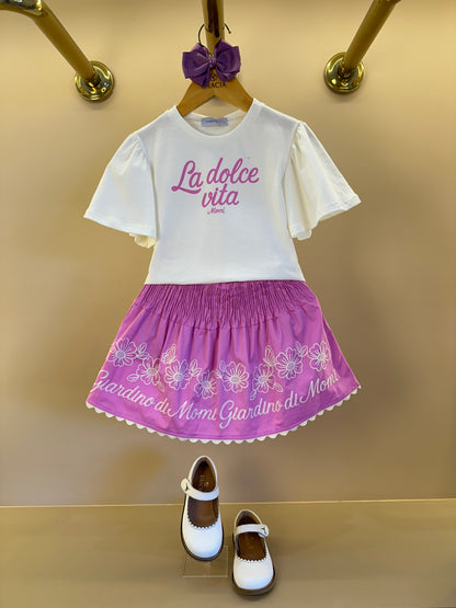 Conjunto Infantil La Dolce Vita e Saia Cós de Elástico Franzido - Momi