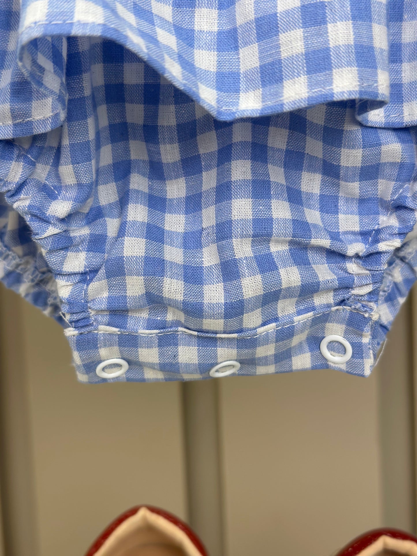Jardineira Bebê Clássica Xadrez Azul Body Branco Golinha - Roana