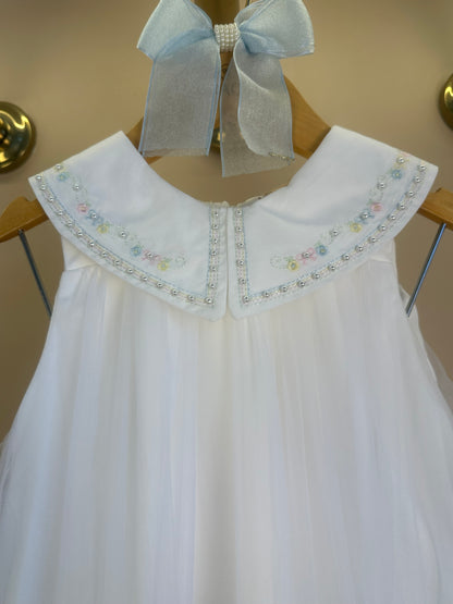 Vestido Infantil Trapézio Tule Colorido e Bordados com Pérolas - Petit Cherie