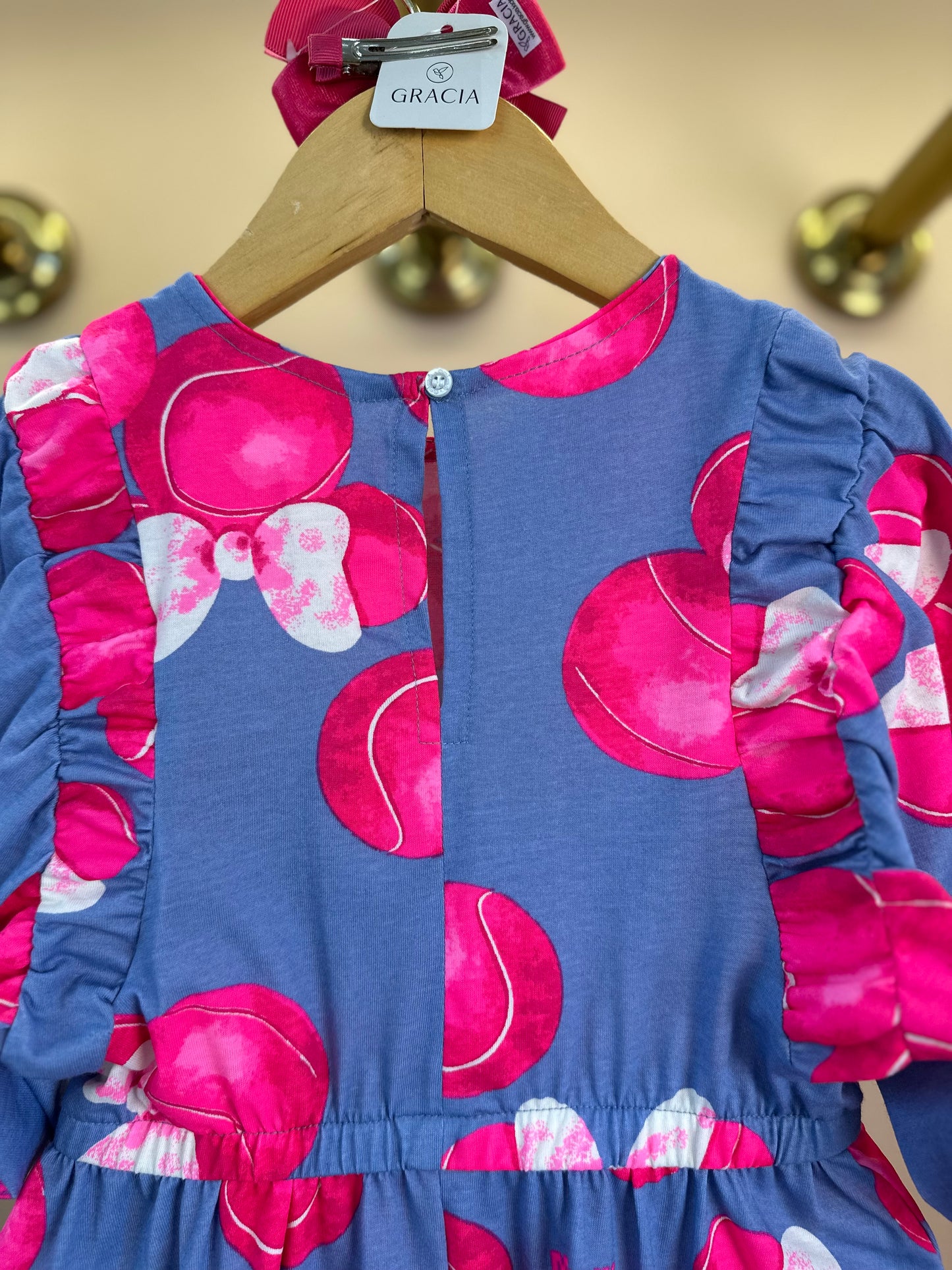 Vestido Infantil Minnie Bolas Tennis Pink - Animê