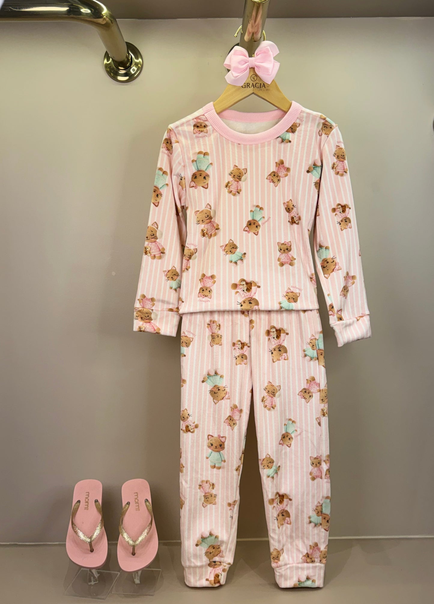 Pijama Infantil Blusão e Calça Fleece Luxo Ursinhas Rosa Claro - Infanti