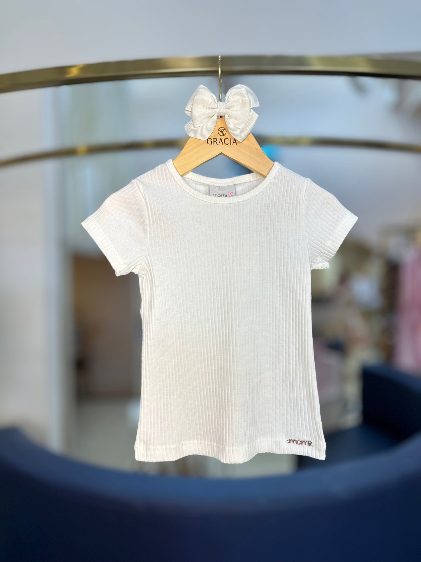 Conjunto Infantil Salopete Sarja Rosa Fluor com Blusa Canelada Off - Momi