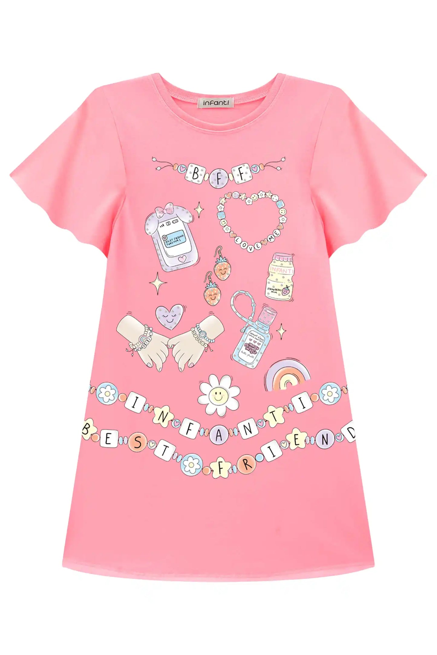 Vestido infantil Best Friend Pulseiras - Infanti