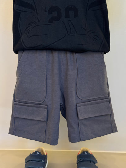 Conjunto Infantil Camiseta Algodão Jogador NFL e Bermuda Suedine Algodão Bolsos Grafite - Dame