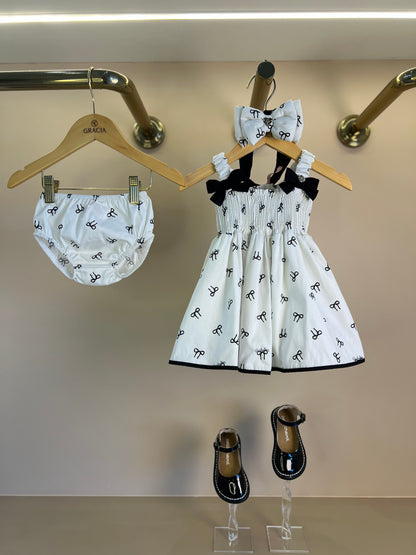 Vestido Bebê Algodão com Calcinha Lacinhos - Pituchinhus
